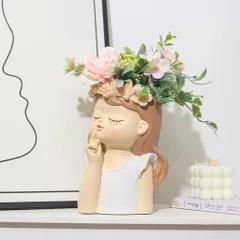 Chậu hoa cô gái deco sang trọng chất liệu Resin cao cấp kt 20*12cm- deco phòng,làm quà tặng,chậu cắm hoa trồng cây…