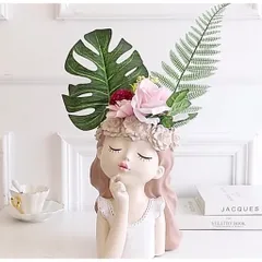 Chậu hoa cô gái deco sang trọng chất liệu Resin cao cấp kt 20*12cm- deco phòng,làm quà tặng,chậu cắm hoa trồng cây…