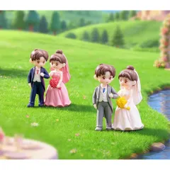 Mô hình cặp đôi cô dâu chú dể deco tiểu cảnh,bàn học,bàn làm việc,ô tô bằng nhựa cao cấp kích thước 6*3 cm