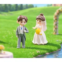 Mô hình cặp đôi cô dâu chú dể deco tiểu cảnh,bàn học,bàn làm việc,ô tô bằng nhựa cao cấp kích thước 6*3 cm