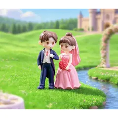 Mô hình cặp đôi cô dâu chú dể deco tiểu cảnh,bàn học,bàn làm việc,ô tô bằng nhựa cao cấp kích thước 6*3 cm