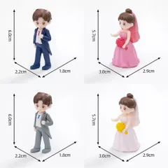 Mô hình cặp đôi cô dâu chú dể deco tiểu cảnh,bàn học,bàn làm việc,ô tô bằng nhựa cao cấp kích thước 6*3 cm