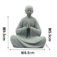 Tượng vô danh tăng đứng vái,ngồi thiền đá sa thạch