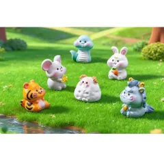 12 con giáp mini cute bằng nhựa kích thước khoảng 3.5cm -deco phòng, ô tô