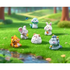 12 con giáp mini cute bằng nhựa kích thước khoảng 3.5cm -deco phòng, ô tô