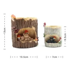 Chậu Gốc cây độc đáo phối chi tiết thú dễ thương,chất liệu Resin cao cấp thương hiệu Roogo deco,trồng cây,cắm nến…