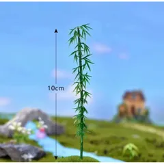Combo  4 Cây tre nhỏ bằng nhựa trang trí tiểu cảnh,bể cá kích thước cao 7-15cm