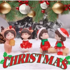Cặp đôi mặc trang phục noel bằng nhựa trang trí phòng cute kích thước 5.6*3,3cm