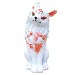 Cặp tượng hồ ly trắng bằng nhựa resin cao cấp trang trí chậu cây,tiểu cảnh,bàn học…kích thước 13*7,5cm và 8,5*5.5cm