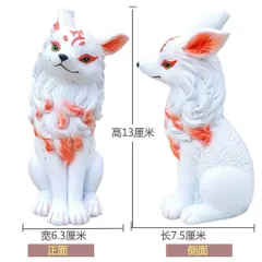 Cặp tượng hồ ly trắng bằng nhựa resin cao cấp trang trí chậu cây,tiểu cảnh,bàn học…kích thước 13*7,5cm và 8,5*5.5cm