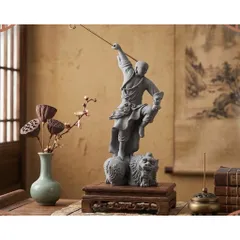 Tượng Địa phật phục ma đá sa thạch cao 20cm - tượng deco phong thuỷ