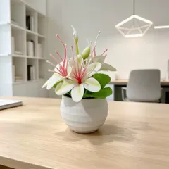 Chậu hoa Nhài giả deco trang trí phòng bằng nhựa kích thước khoảng 11.5cm*10cm