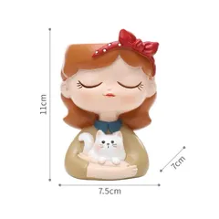 chậu cô gái dễ thương Bằng Resin Cao Cấp thương hiệu Roogo – Decor Bàn Làm Việc ,trang trí,làm quà tặng… kt 11*7,5 cm