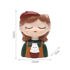 chậu cô gái dễ thương Bằng Resin Cao Cấp thương hiệu Roogo – Decor Bàn Làm Việc ,trang trí,làm quà tặng… kt 11*7,5 cm