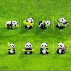 Bộ 8 con mô hình gấu trúc Panda ôm tre mini trang trí tiểu cảnh – siêu dễ thương