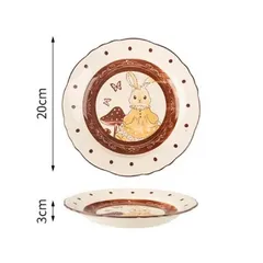 Sét 9 món bộ bát đĩa thỏ nâu vintage