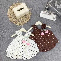 Bộ Đồ Bé Gái Chấm Bi Dễ Thương Áo Hai Dây Phối Quần Short Bồng – Set Mùa Hè Xinh Xắn Cho Bé