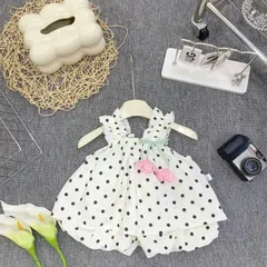 Bộ Đồ Bé Gái Chấm Bi Dễ Thương Áo Hai Dây Phối Quần Short Bồng – Set Mùa Hè Xinh Xắn Cho Bé