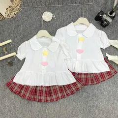 ÁO ĐẦM BÉ GÁI CỔ SEN PHỐI CHÂN VÁY CARO ĐỎ DỄ THƯƠNG – THỜI TRANG HÈ CHO BÉ