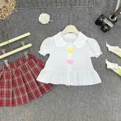 ÁO ĐẦM BÉ GÁI CỔ SEN PHỐI CHÂN VÁY CARO ĐỎ DỄ THƯƠNG – THỜI TRANG HÈ CHO BÉ