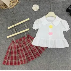 ÁO ĐẦM BÉ GÁI CỔ SEN PHỐI CHÂN VÁY CARO ĐỎ DỄ THƯƠNG – THỜI TRANG HÈ CHO BÉ
