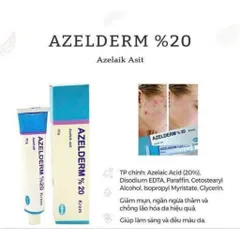 Azelderm 20 Krem thâm đỏ đen lâu năm, dưỡng trắng 30gram