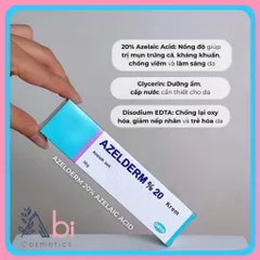 Azelderm 20 Krem thâm đỏ đen lâu năm, dưỡng trắng 30gram