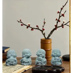 🌿 Combo 4 TƯỢNG CHÚ TIỂU MINI BẰNG ĐÁ – DECOR THIỀN TĨNH, MAY MẮN & BÌNH AN 🌿