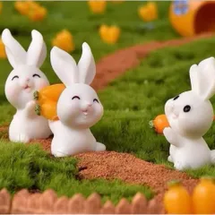 🐰 Set mô hình thỏ mini trang trí tiểu cảnh – Thỏ cà rốt siêu dễ thương