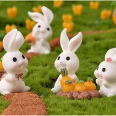 🐰 Set mô hình thỏ mini trang trí tiểu cảnh – Thỏ cà rốt siêu dễ thương