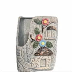 Chậu gốm trồng cây hoạ tiết hoa nổi xẻ chất lượng cao, kích thước 10*12*16 cm