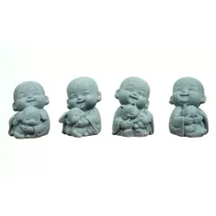 🌿 Combo 4 TƯỢNG CHÚ TIỂU MINI BẰNG ĐÁ – DECOR THIỀN TĨNH, MAY MẮN & BÌNH AN 🌿
