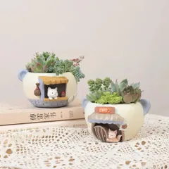Chậu deco mèo và cáo dễ thương chất liệu Resin cao cấp- trồng sen đá,xương rồng,làm hộp bút,deco phòng,làm quà tặng…