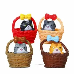 🐱 Mô hình mèo mini trong giỏ – đồ trang trí siêu dễ thương kích thước 3,5*3,5cm