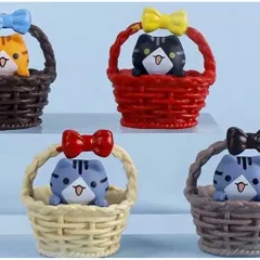 🐱 Mô hình mèo mini trong giỏ – đồ trang trí siêu dễ thương kích thước 3,5*3,5cm