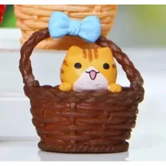🐱 Mô hình mèo mini trong giỏ – đồ trang trí siêu dễ thương kích thước 3,5*3,5cm