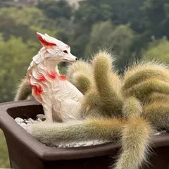 Tượng cáo chín đuôi trang trí bằng nhựa chất lượng cao kích thước 13,5 *8 cm - trang trí tiểu cảnh