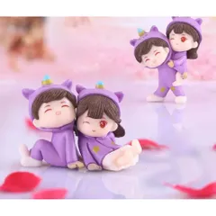🌟 Mô Hình Cặp Đôi Mini Dễ Thương Trang Trí – Concept Unicorn Tím Siêu Xinh 🌟 kích thước khoảng 4* 6cm
