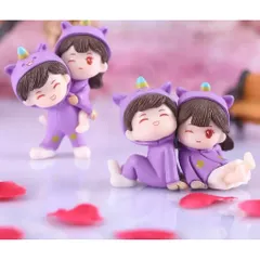 🌟 Mô Hình Cặp Đôi Mini Dễ Thương Trang Trí – Concept Unicorn Tím Siêu Xinh 🌟 kích thước khoảng 4* 6cm