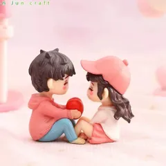Mô hình cặp đôi ngồi ôm tim mini dễ thương – Trang trí tiểu cảnh, bàn học, bàn làm việc