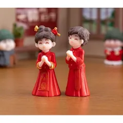Mô hình cặp đôi tân lang tân nương phong cách cổ trang Trung Hoa deco ấn tượng bằng nhựa cao cấp kích thước 6.2*3 cm