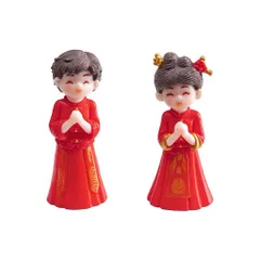 Mô hình cặp đôi tân lang tân nương phong cách cổ trang Trung Hoa deco ấn tượng bằng nhựa cao cấp kích thước 6.2*3 cm