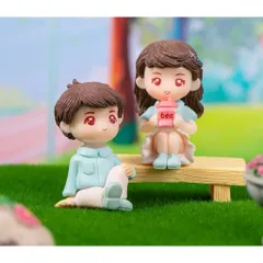 Mô hình cặp đôi ngồi uống trà dễ thương - trang trí tiểu cảnh,bàn học…kích thước 4,8* 2.5 cm/ nhân vật
