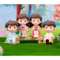 Mô hình cặp đôi ngồi uống trà dễ thương - trang trí tiểu cảnh,bàn học…kích thước 4,8* 2.5 cm/ nhân vật
