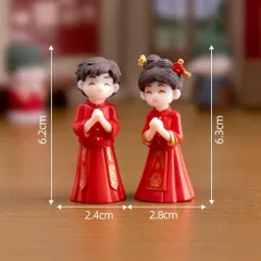 Mô hình cặp đôi tân lang tân nương phong cách cổ trang Trung Hoa deco ấn tượng bằng nhựa cao cấp kích thước 6.2*3 cm