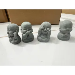 Bộ 4 tiểu hoà thượng tứ không bằng đá sa thạch tinh sảo - trang trí bàn trà,góc thiền,terrarium,bể cá…