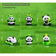 Bộ mô hình gấu trúc panda trang trí tiểu cảnh dễ thương, nhựa cao cấp