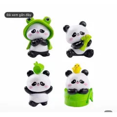 Bộ mô hình gấu trúc panda trang trí tiểu cảnh dễ thương, nhựa cao cấp