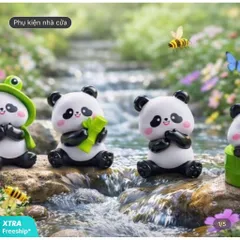 Bộ mô hình gấu trúc panda trang trí tiểu cảnh dễ thương, nhựa cao cấp