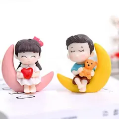 Mô hình cặp đôi ngồi trăng lưỡi liềm mini dễ thương – Trang trí tiểu cảnh, quà tặng,trang trí taplo